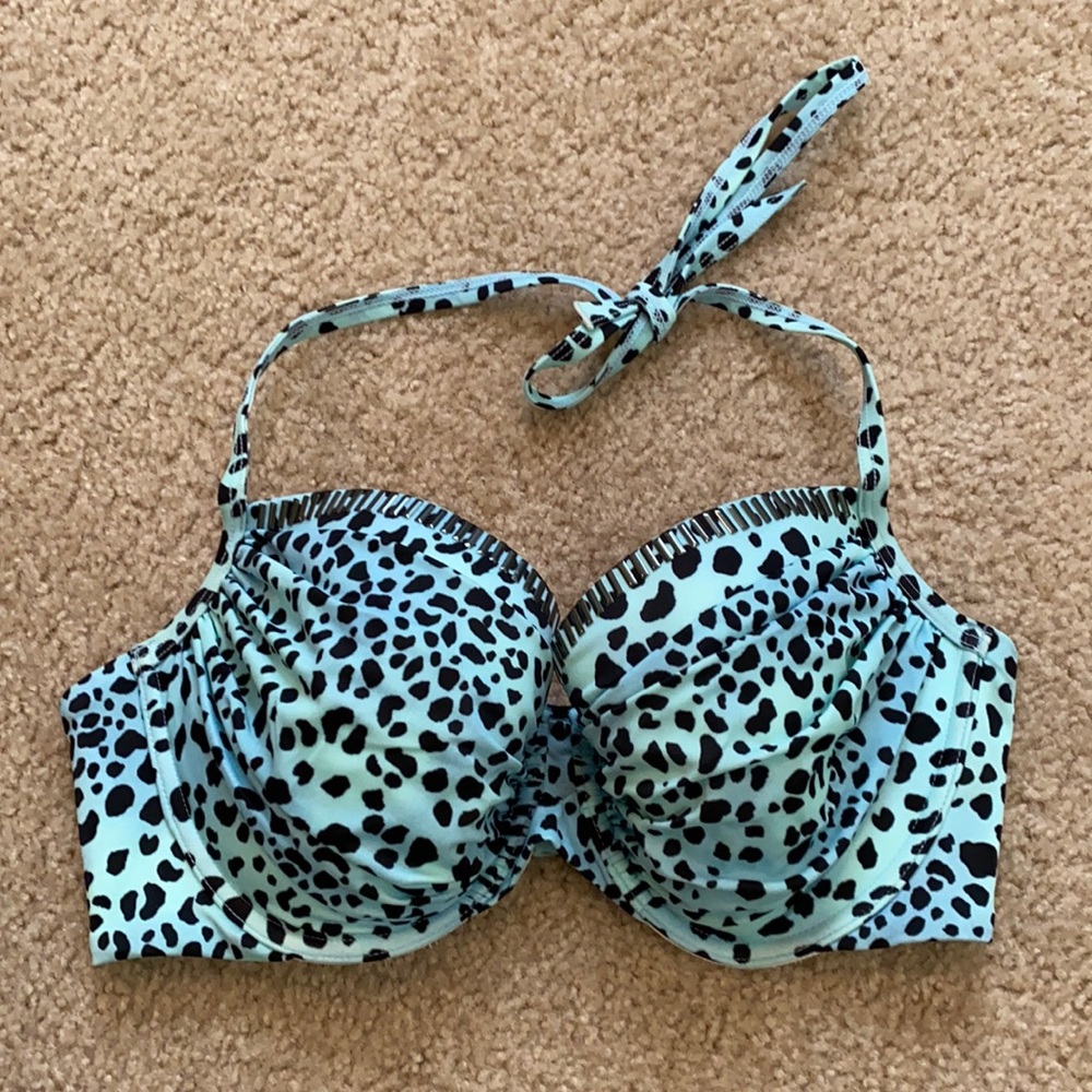 Victoria's Secret Aqua Leopard Halter Bikini Top